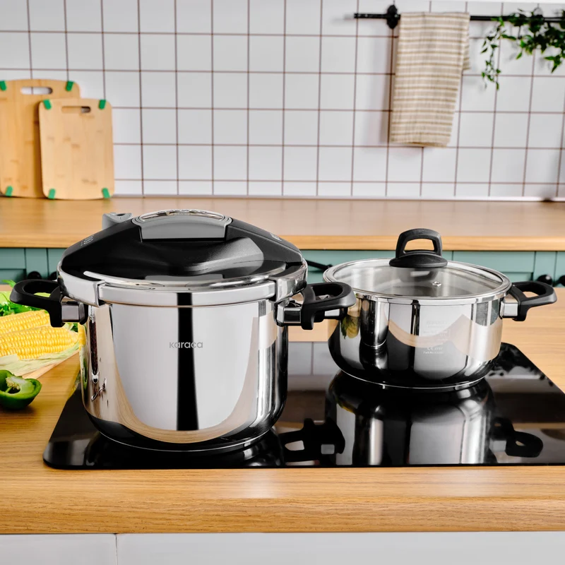 Karaca Perfect Gray 4 + 6 Liter Schnellkochtopfset