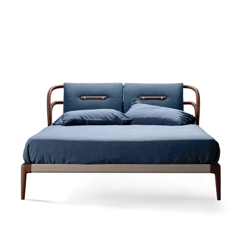 Walnut Wood Bed SMUSSO by Dale Italia