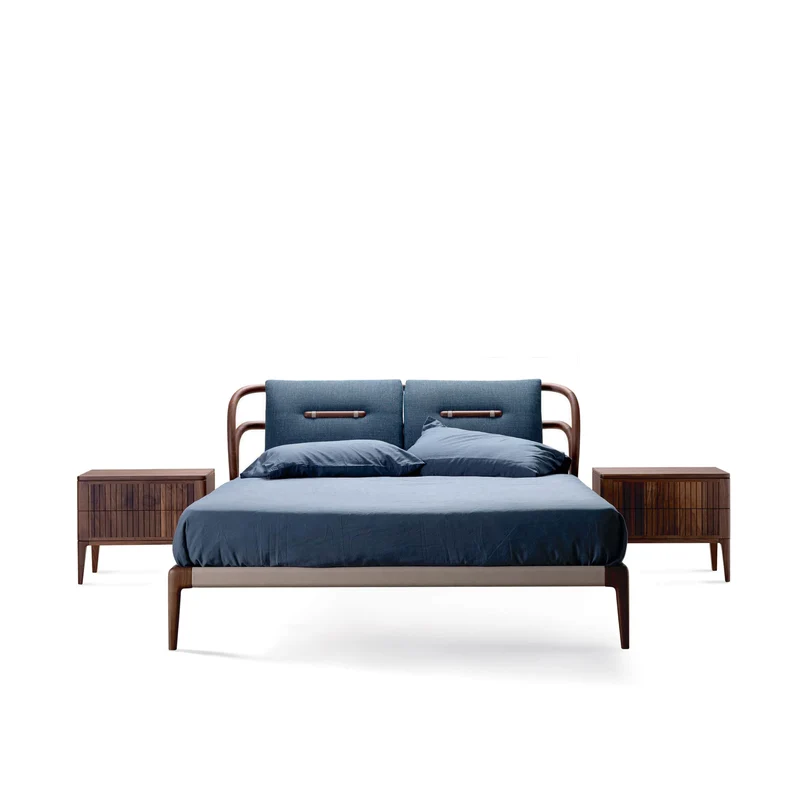 Walnut Wood Bed SMUSSO by Dale Italia