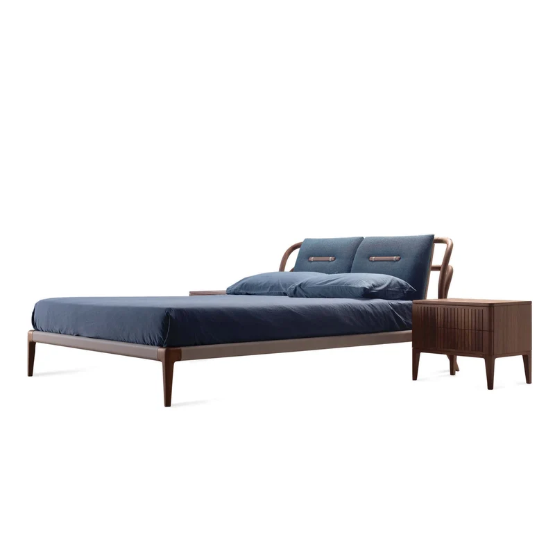 Walnut Wood Bed SMUSSO by Dale Italia