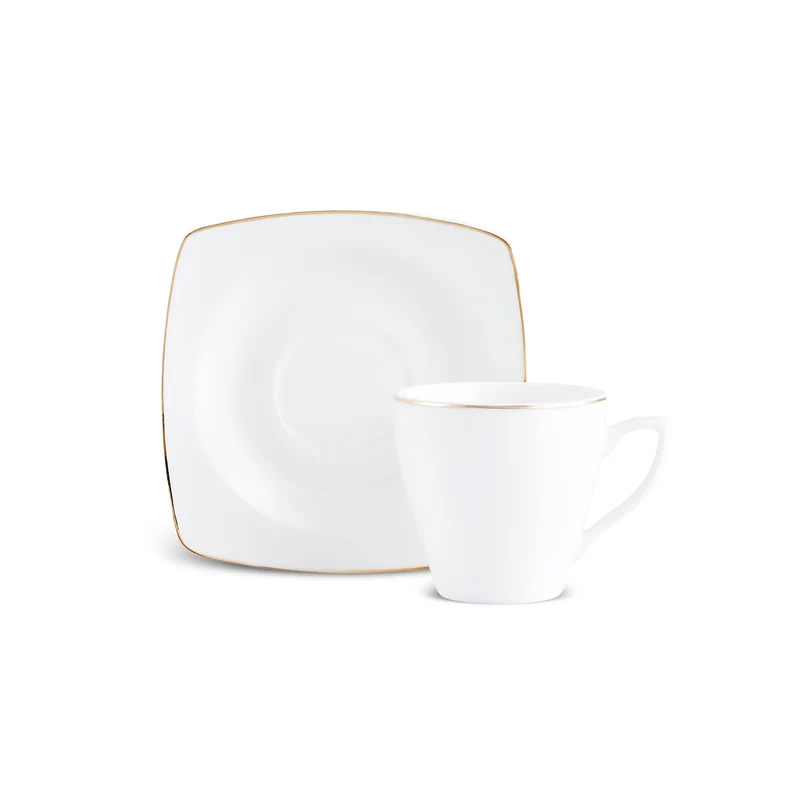Karaca Jamie Porzellan-Espresso- und Türkische Kaffeetassen-Set, 12-teilig, für 6 Personen, 90 ml, Weiß