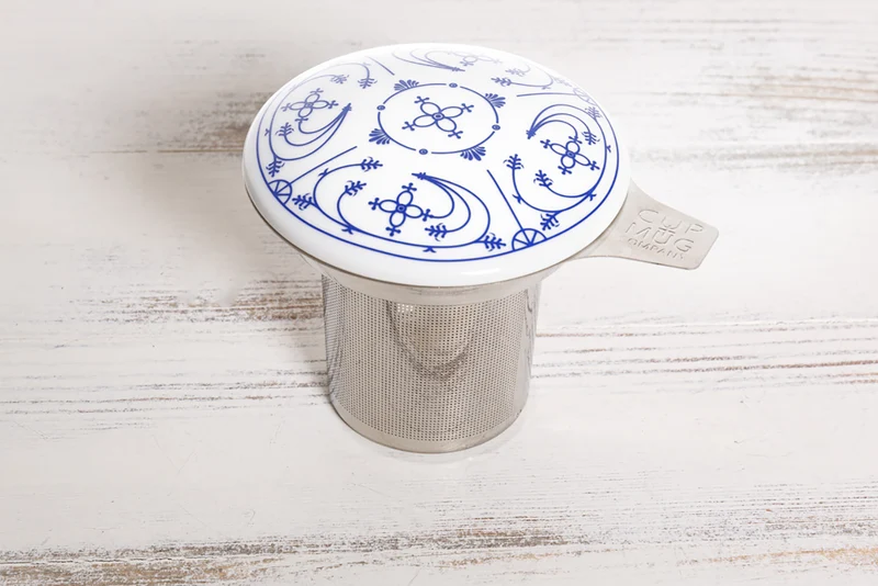 Indisch Blau Teesieb m. Deckel