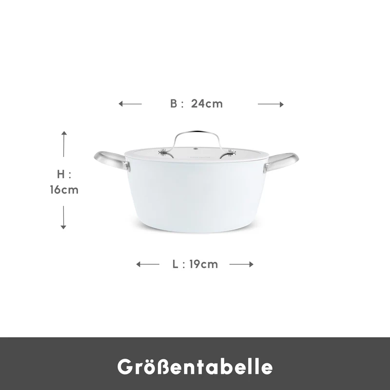 Karaca Swiss Crystal Almond Cream Kasserolle mit Edelstahlgriff 24 cm