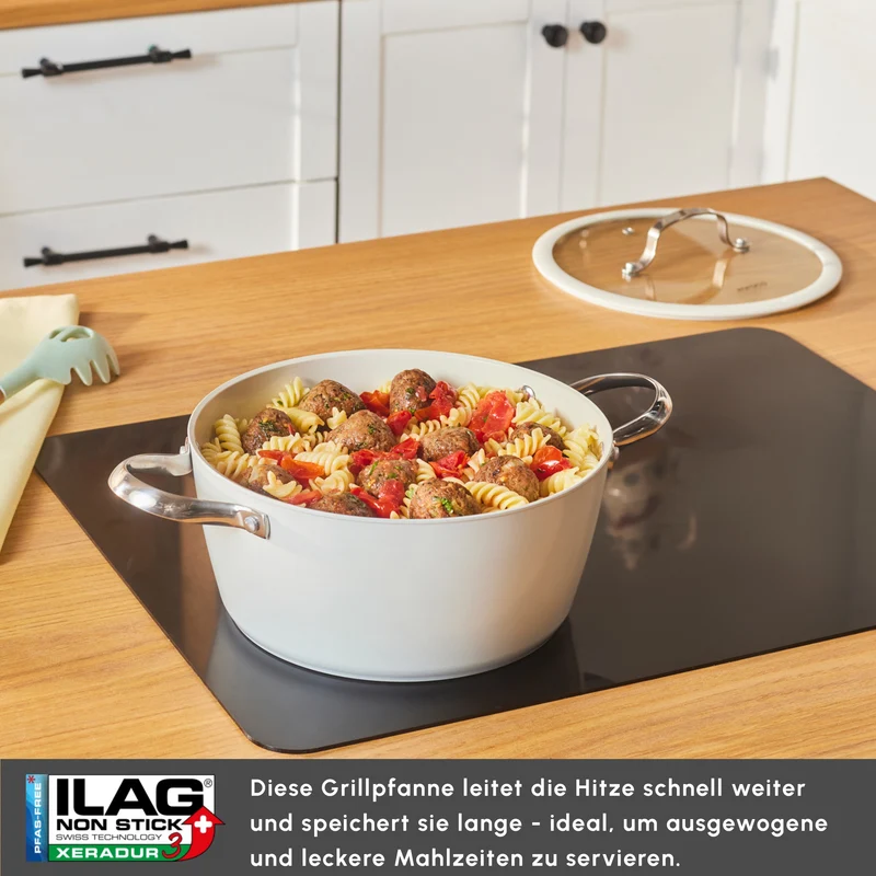 Karaca Swiss Crystal Almond Cream Kasserolle mit Edelstahlgriff 24 cm