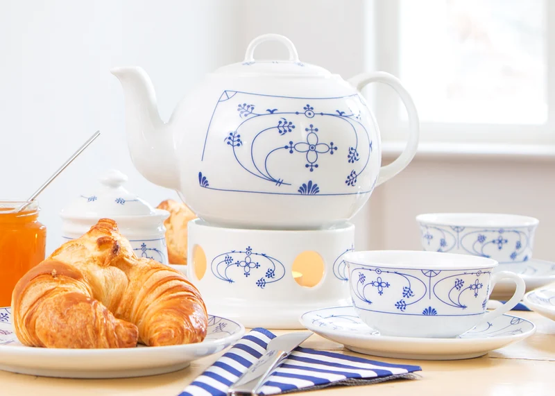 Indisch Blau Dekor Teekanne 1l rund