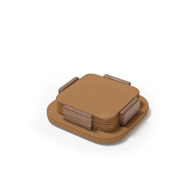 Leather Coasters TABLEWARE COLLECTION Set of Six by Giobagnara for Poltrona Frau