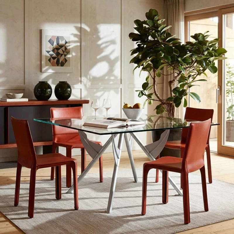 Crystal and Aluminum Table PRESIDENT M by Philippe Starck for Baleri Italia