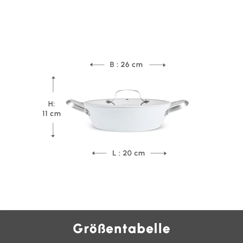 Karaca Swiss Crystal Almond Cream Handle Flache Kasserolle 26 cm