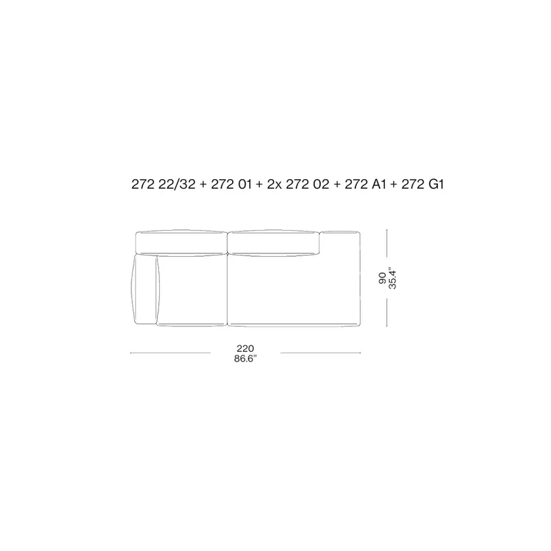 Modular Sofa MEX-HI, designed by Piero Lissoni for Cassina