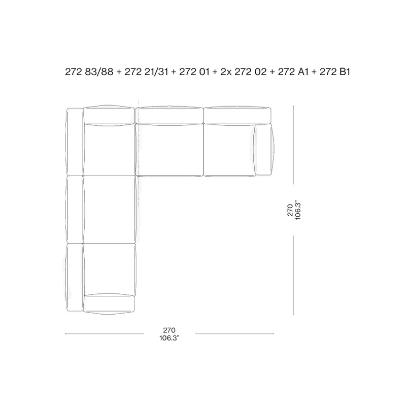 Modular Sofa MEX-HI, designed by Piero Lissoni for Cassina