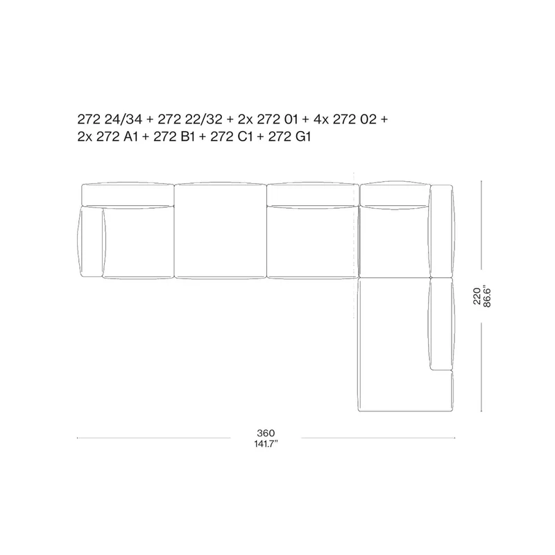 Modular Sofa MEX-HI, designed by Piero Lissoni for Cassina