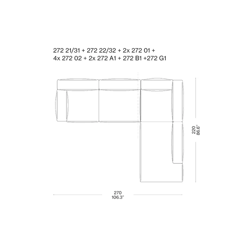 Modular Sofa MEX-HI, designed by Piero Lissoni for Cassina