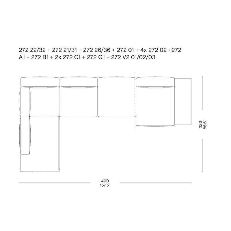 Modular Sofa MEX-HI, designed by Piero Lissoni for Cassina