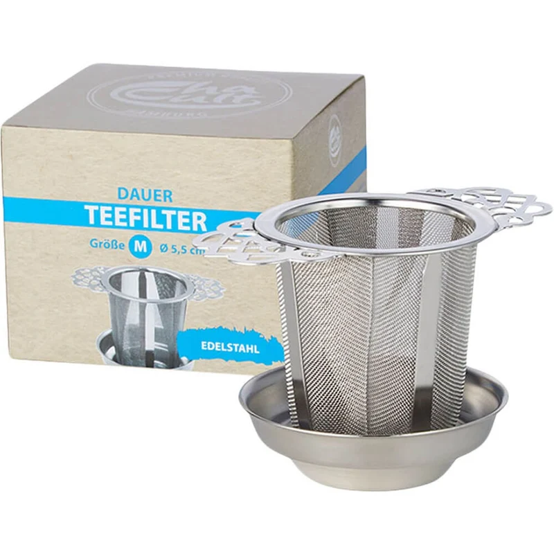 Teesieb aus Edelstahl mit Ablage