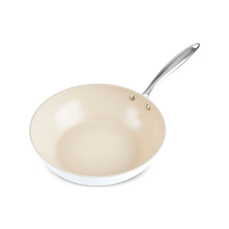 Karaca Swiss Crystal Almond Cream Wokpfanne mit Griff 28 cm