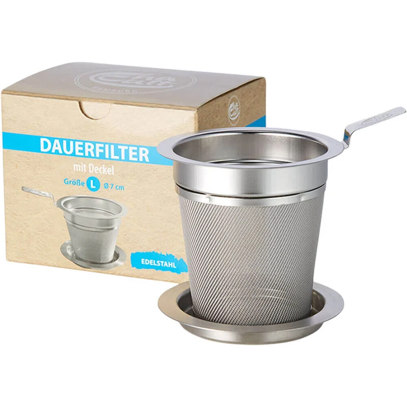 Teedauerfilter Edelstahl mit Ablage in fünf Größen