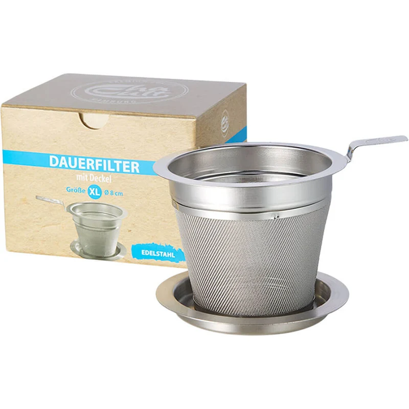 Teedauerfilter Edelstahl mit Ablage in fünf Größen