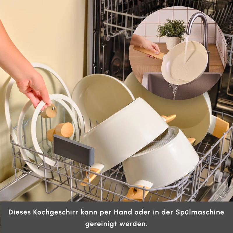Karaca Swiss Crystal Almond Cream Induktionsfähiges 7-teiliges Töpfe-Set