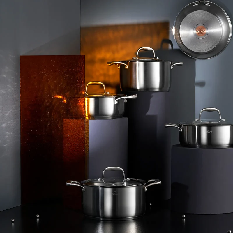Karaca PowerSteel Pro Tottori Schmorpfanne aus Edelstahl 24 cm 3,40 Lt.