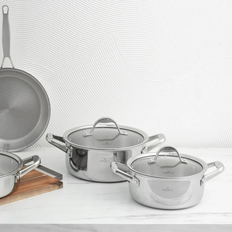 Karaca PowerSteel 316+ 3Ply Stahl Wabentopf 24 cm 4.6 Lt