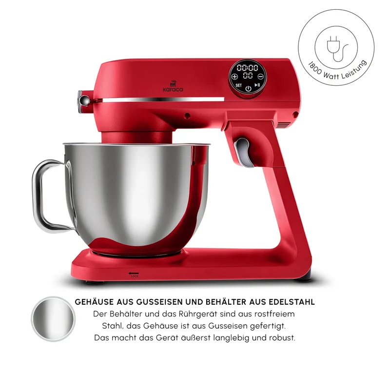 Karaca Multichef Artisan Digitale Anzeige 7 Liter Gusseisen Standmixer Rot 1800W