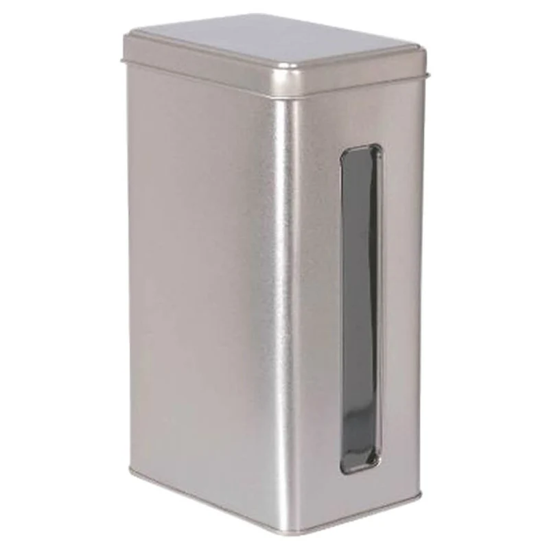 Teedose mit Fenster silber matt