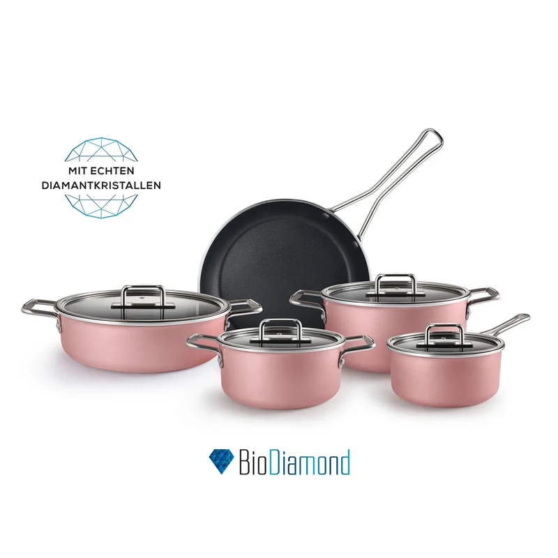 Karaca Mastermaid BioDiamand Kochtopfset Rosa 9 Teilig