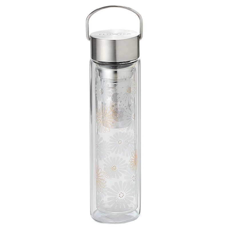 Doppelwandiger Glas To Go Becher Flowtea