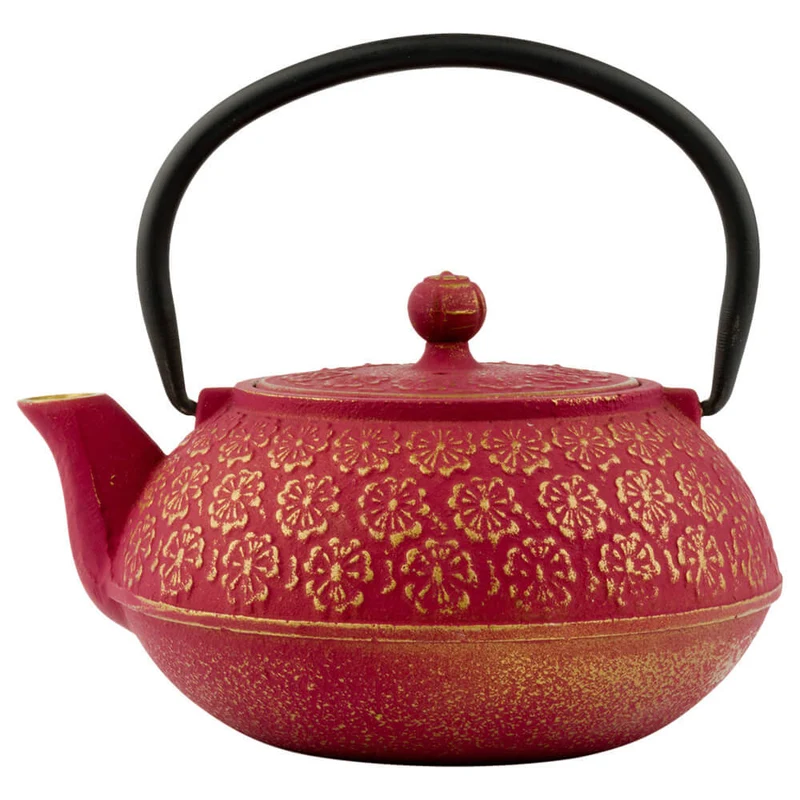 Gusseisen Teekanne Shanghai mit 2 Tassen, pink/gold