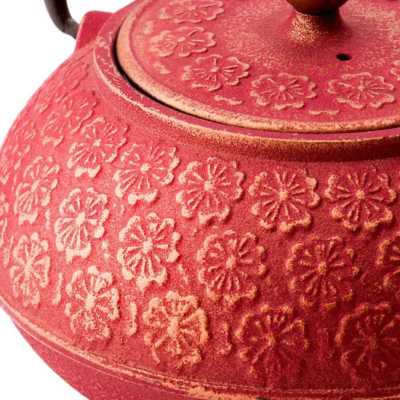 Gusseisen Teekanne Shanghai mit 2 Tassen, pink/gold