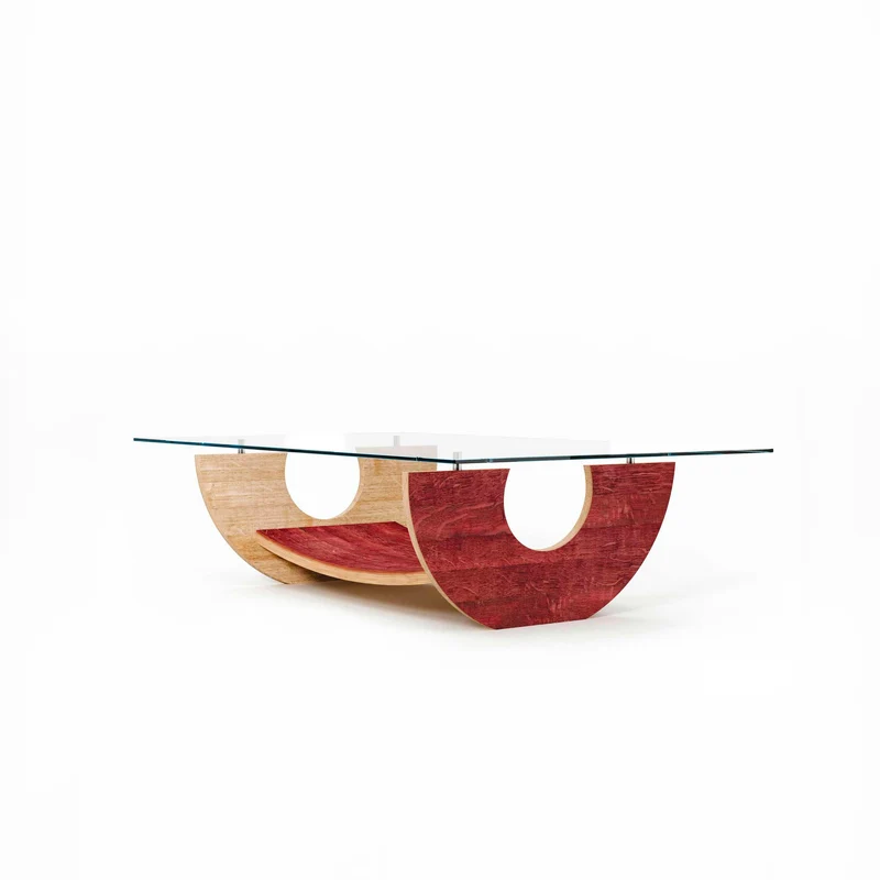 Wood and Glass Coffee Table TREVI by Winetage