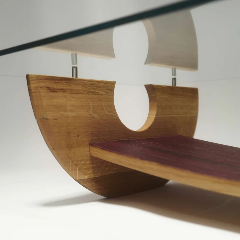 Wood and Glass Coffee Table TREVI by Winetage