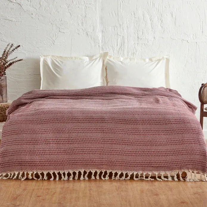 Karaca Home Levi Pikee für Doppelbett Dunkelrot