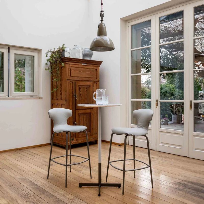 Leather Bar Stool MONTERA MAS by Roberto Lazzeroni for Poltrona Frau