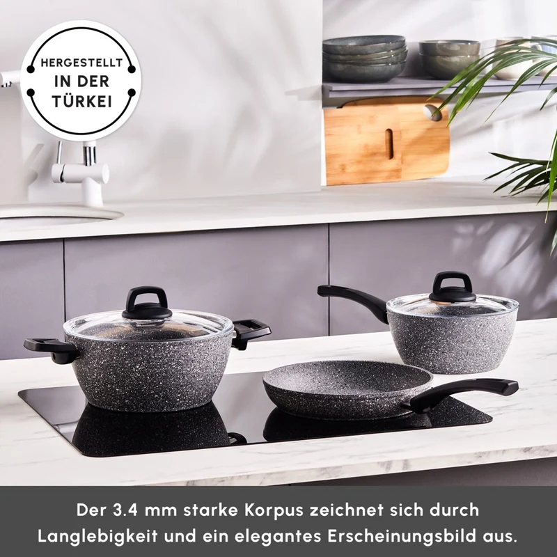 Karaca Gris Biogranite Induktion-Basis Kochgeschirr-Set, 5 Teilig
