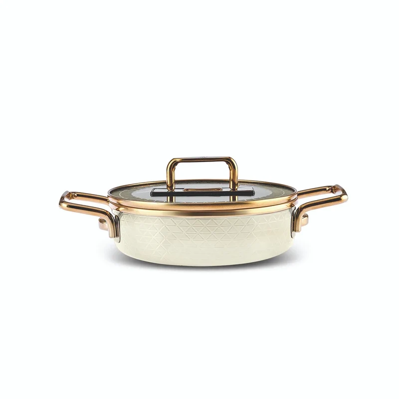Karaca Kristall emailliert Granit Induktion Basis Dowry Kochtopf Set Creme, 16 teilig