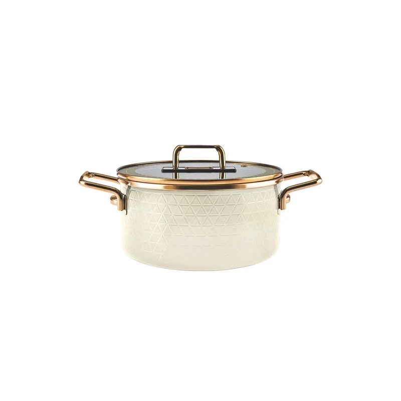 Karaca Kristall emailliert Granit Induktion Basis Dowry Kochtopf Set Creme, 16 teilig