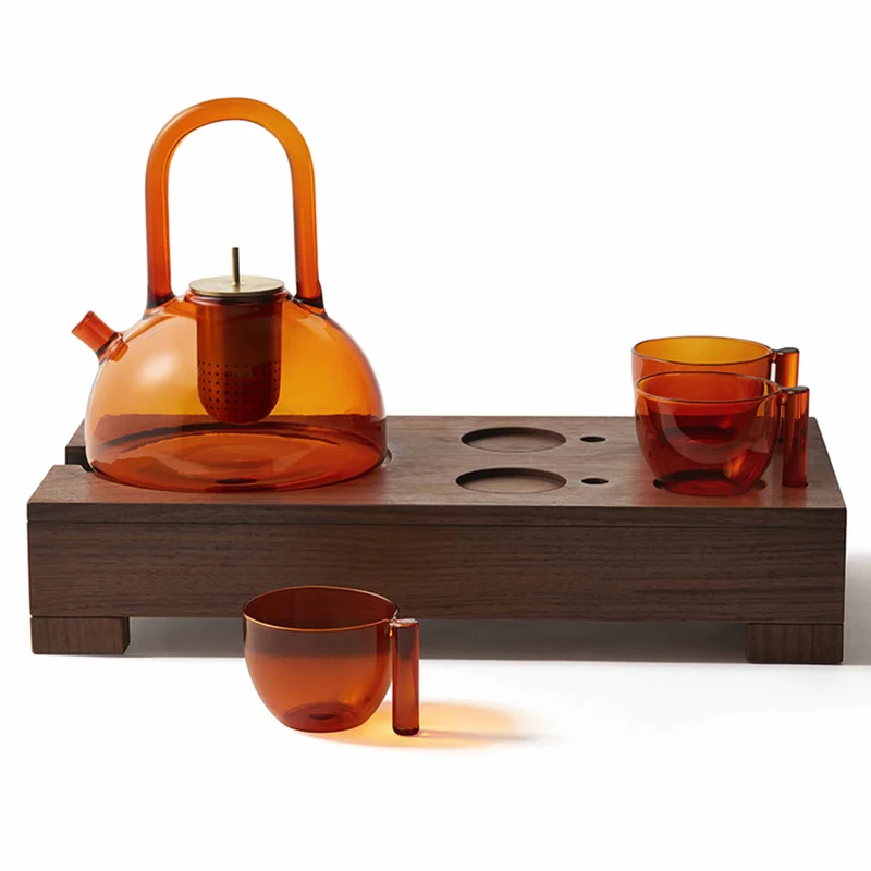 Blown Glass Ceremony Tea Set THE FLAME Orange by Neri & Hu for Paola C