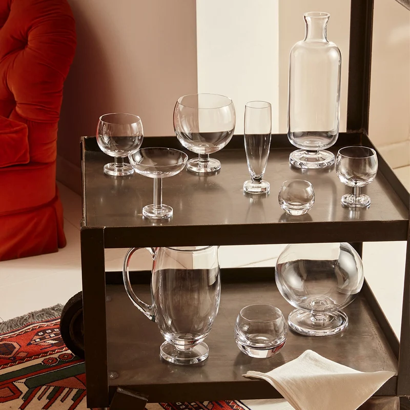 Blown Glass Water Glasses TULIP Set of Six by Aldo Cibic for Paola C