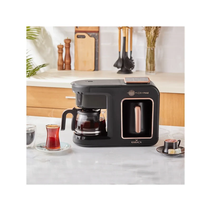 Karaca Hatır Plus Mod 5 in 1 Tee und Kaffee Bereiter/Maschine Schwarzkupfer, 1385W