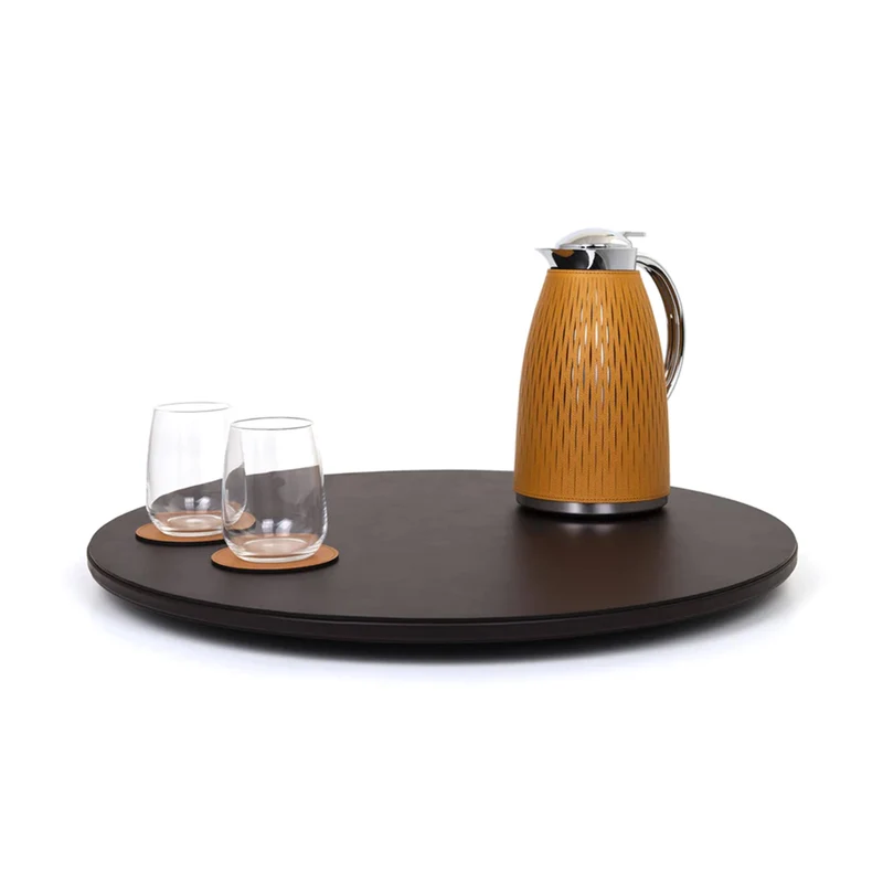 Round Leather Tray LAZY SUSAN by Pinetti