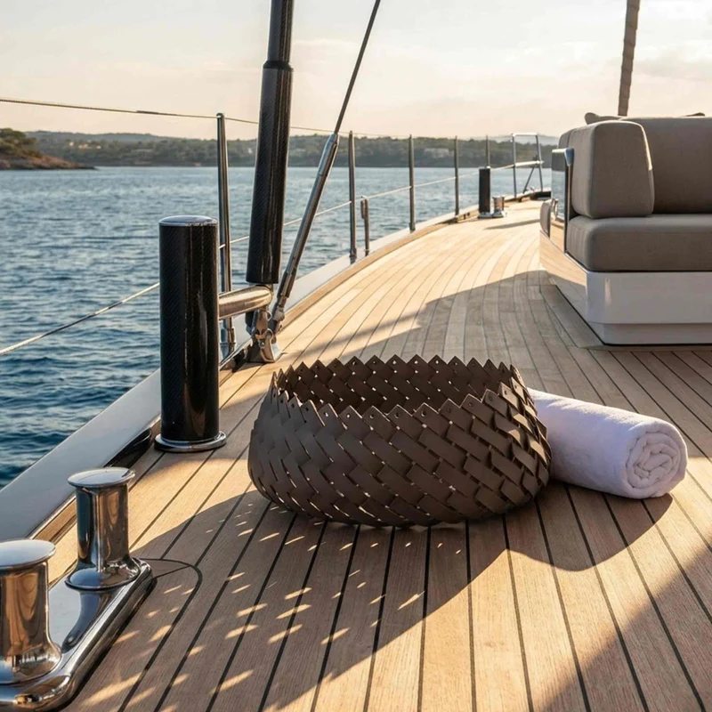 Oval Eco-Leather Basket ALMERIA by Pinetti