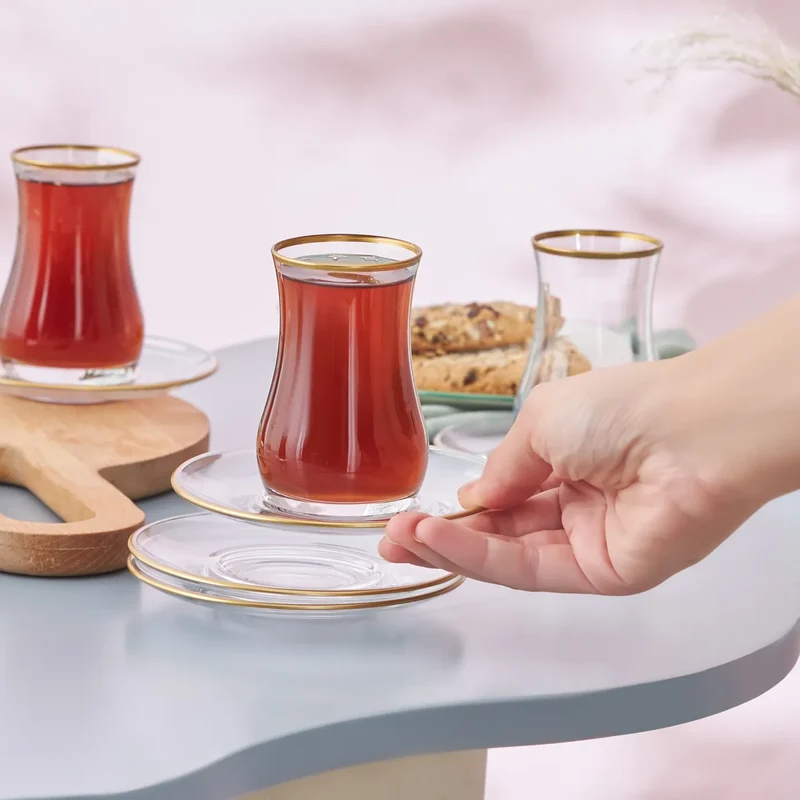 Karaca Kirke 6 Personen Tee Set, 12 Teilig, Gold