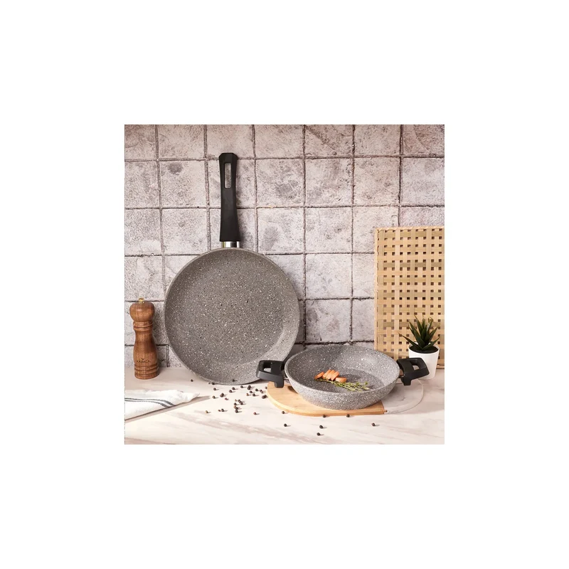 Karaca Gris Bio Granit Pfanne und flache Bratpfanne Set