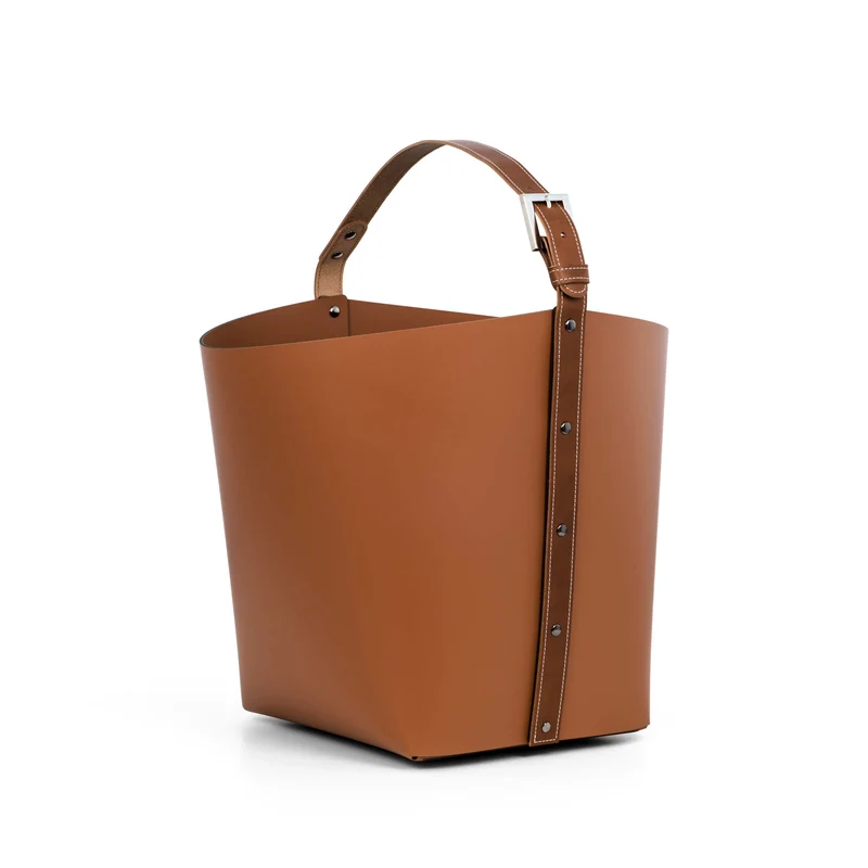 Leather Basket with Handles OVO by Pinetti