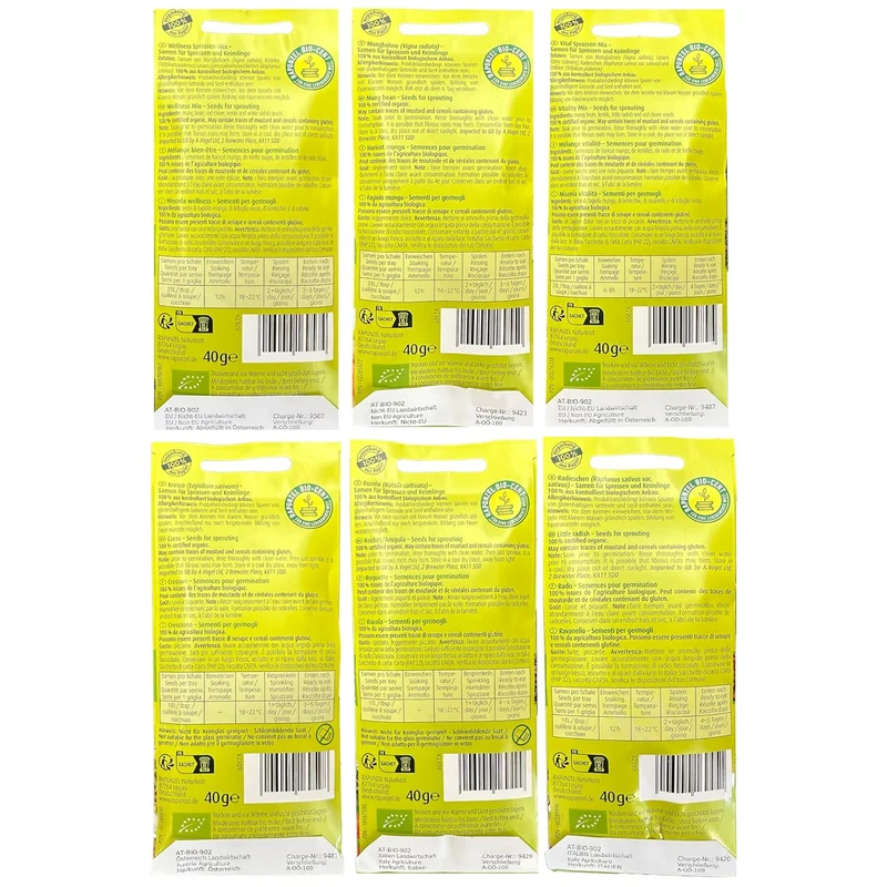 Rapunzel Sprossen bioSnacky-Mix | Bio-Keimsprossen zum Selberkeimen | 6 Sorten je 40g (gesamt 240g)