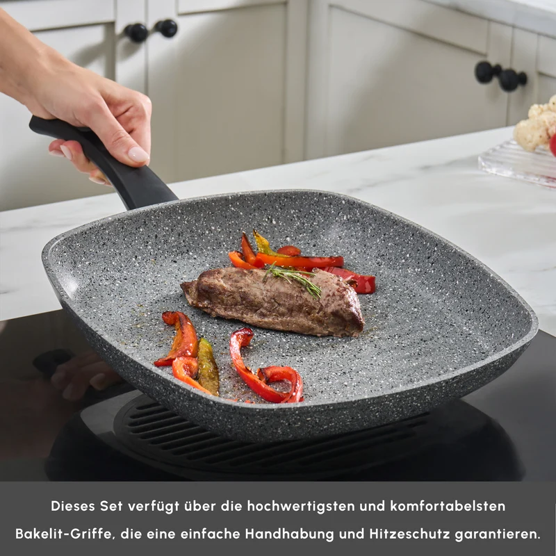 Karaca Gris Induktion Biogranit Pfannen und Grillset