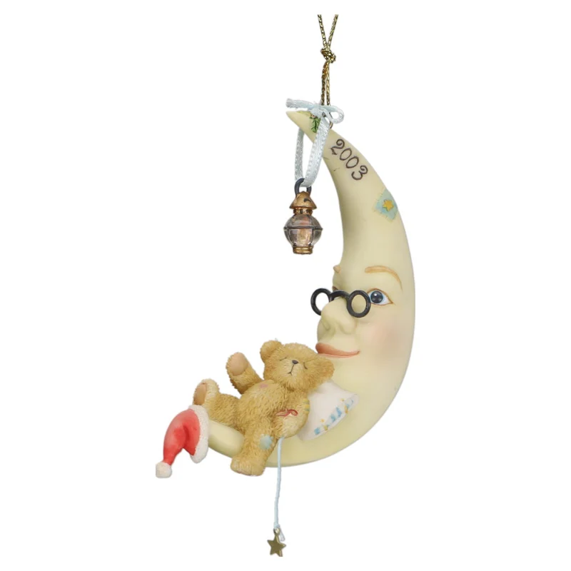 Teddy 112393 Bear Asleep /Moon Hanging Ornament