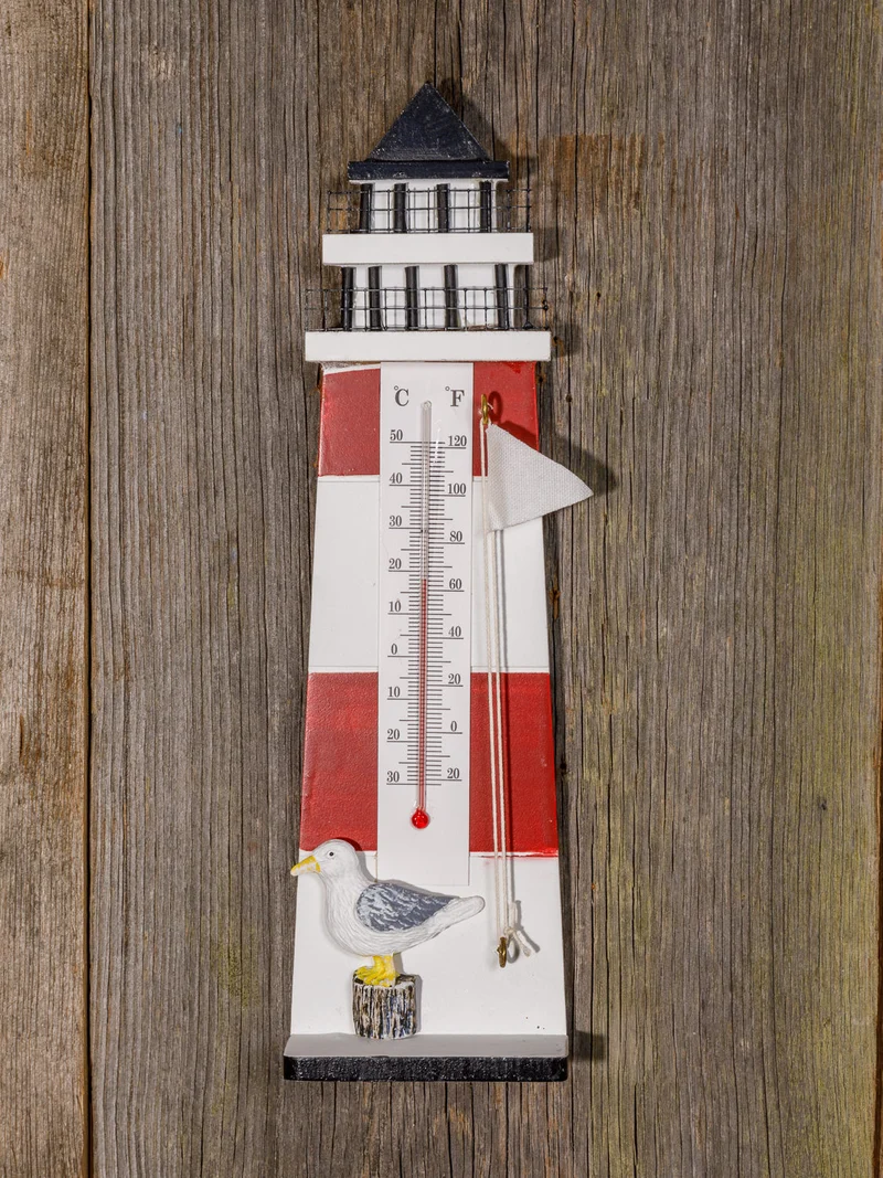 Thermometer Leuchtturm rot weiß