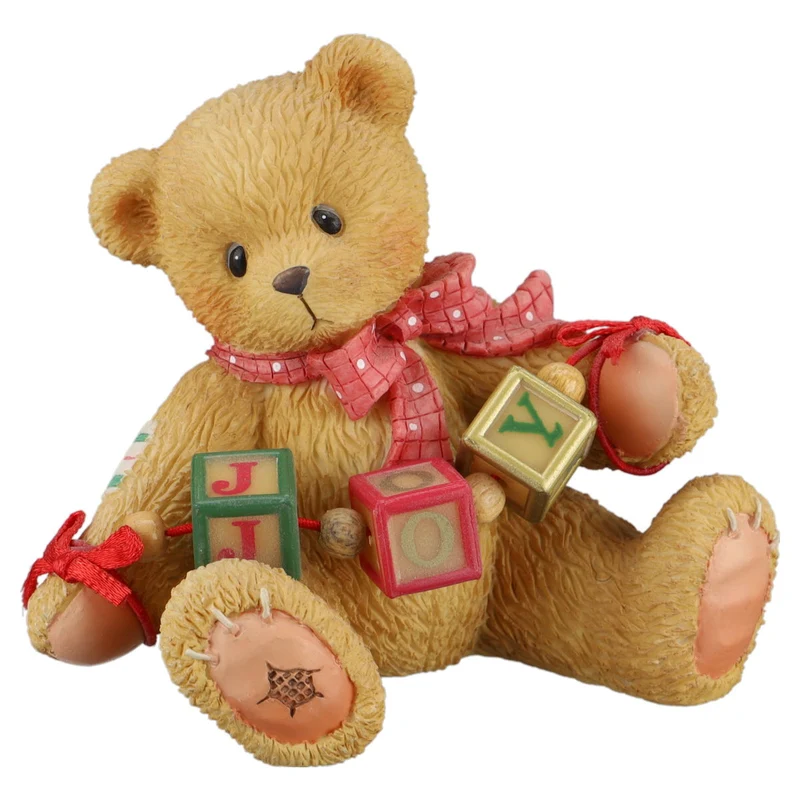 Teddy 176087 Joy "You Always Bring Joy" Bear Holding Joy Blocks Figurine